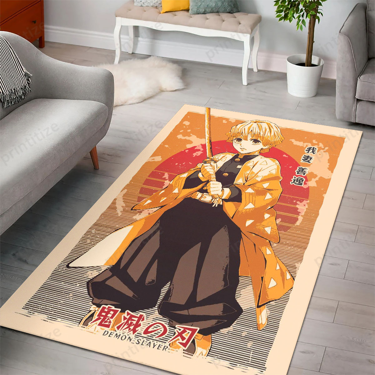 Zenitzu Rug Buy Zenitsu Agatsuma Demon Slayer Rug Online | Free Shipping | Printitize