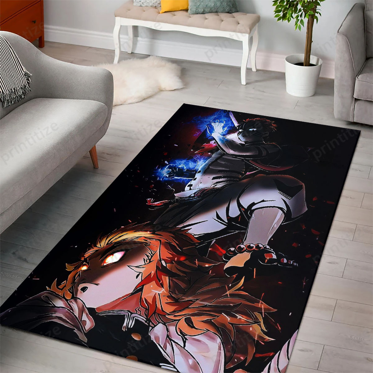 Demon Slayer Rengoku Rug Buy Rengoku Vs Akaza Demon Slayer Mugen Train Rug Online | Free ...