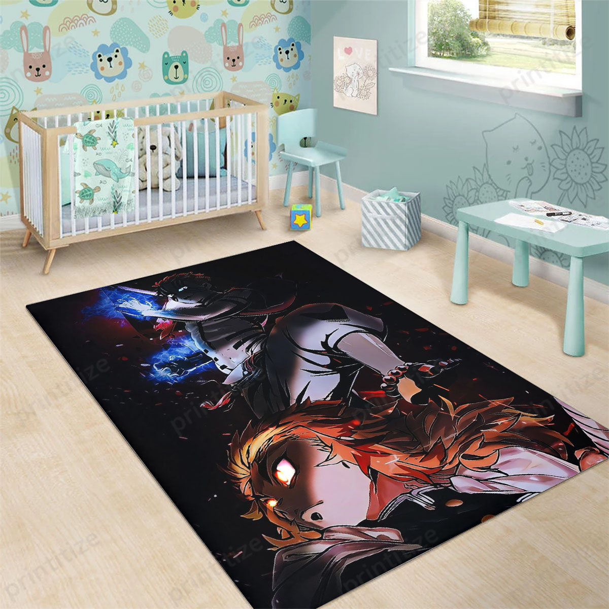 Demon Slayer Rengoku Rug Buy Rengoku Vs Akaza Demon Slayer Mugen Train Rug Online | Free ...