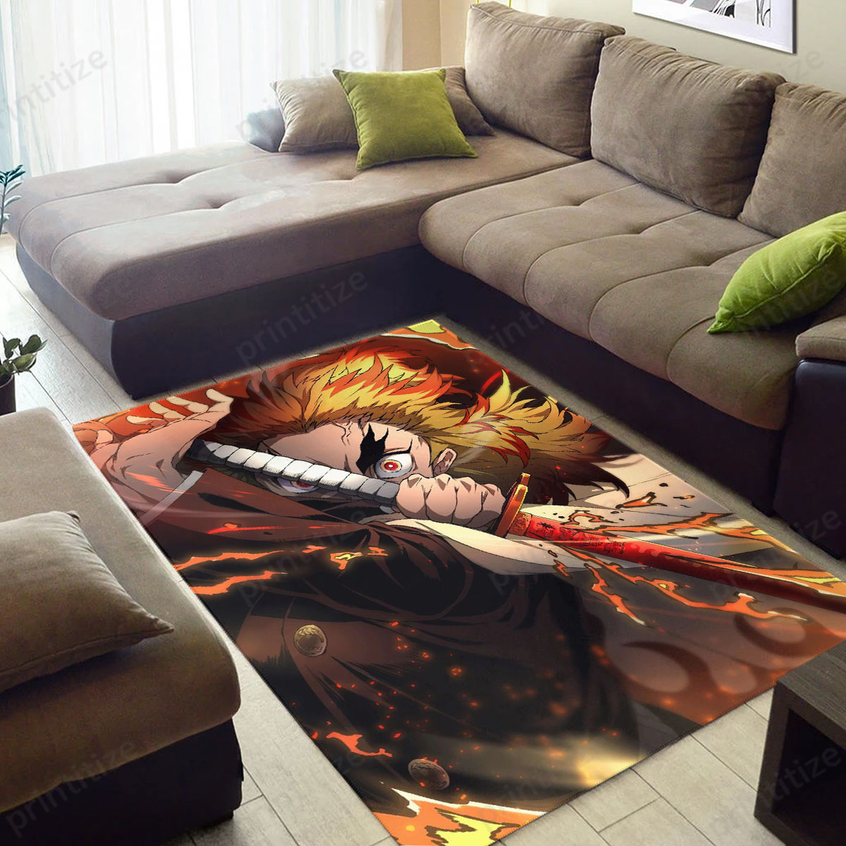 Demon Slayer Rengoku Rug Buy Rengoku Demon Slayer Rug Online | Free Shipping | Printitize