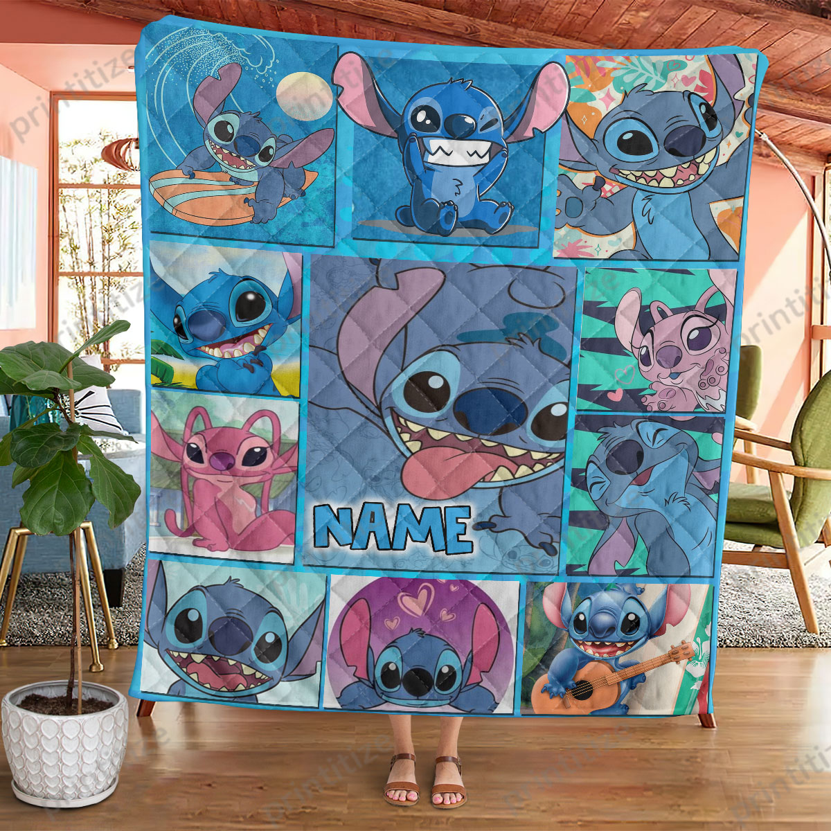 Stitch Custom Buy Personalized Custom Name Stitch Lilo And Stitch Quilt Online | Free ...