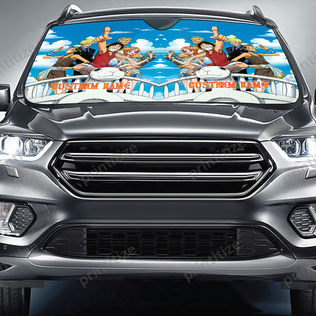 Personalized Custom Name Anime One Piece Car Sun Shade