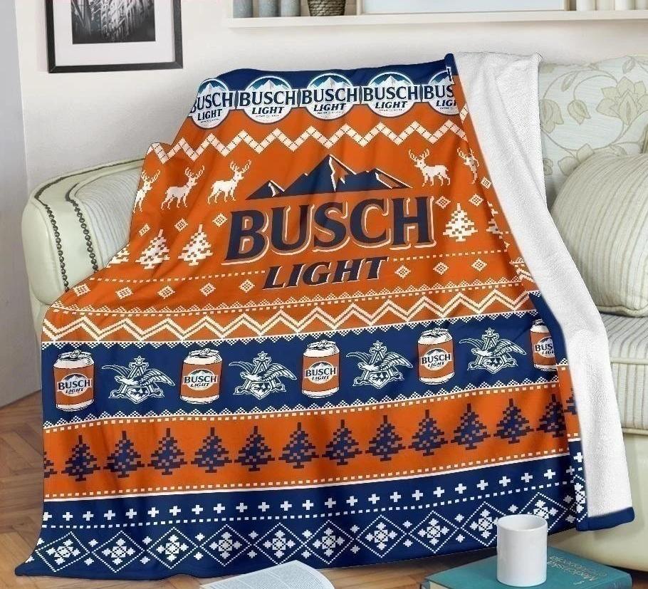 Busch Light Ugly Xmas Fleece Blanket